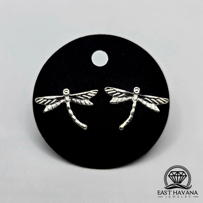 EARRINGS - Dragonfly Pair [left & right] with screw-on backs .950 Silver