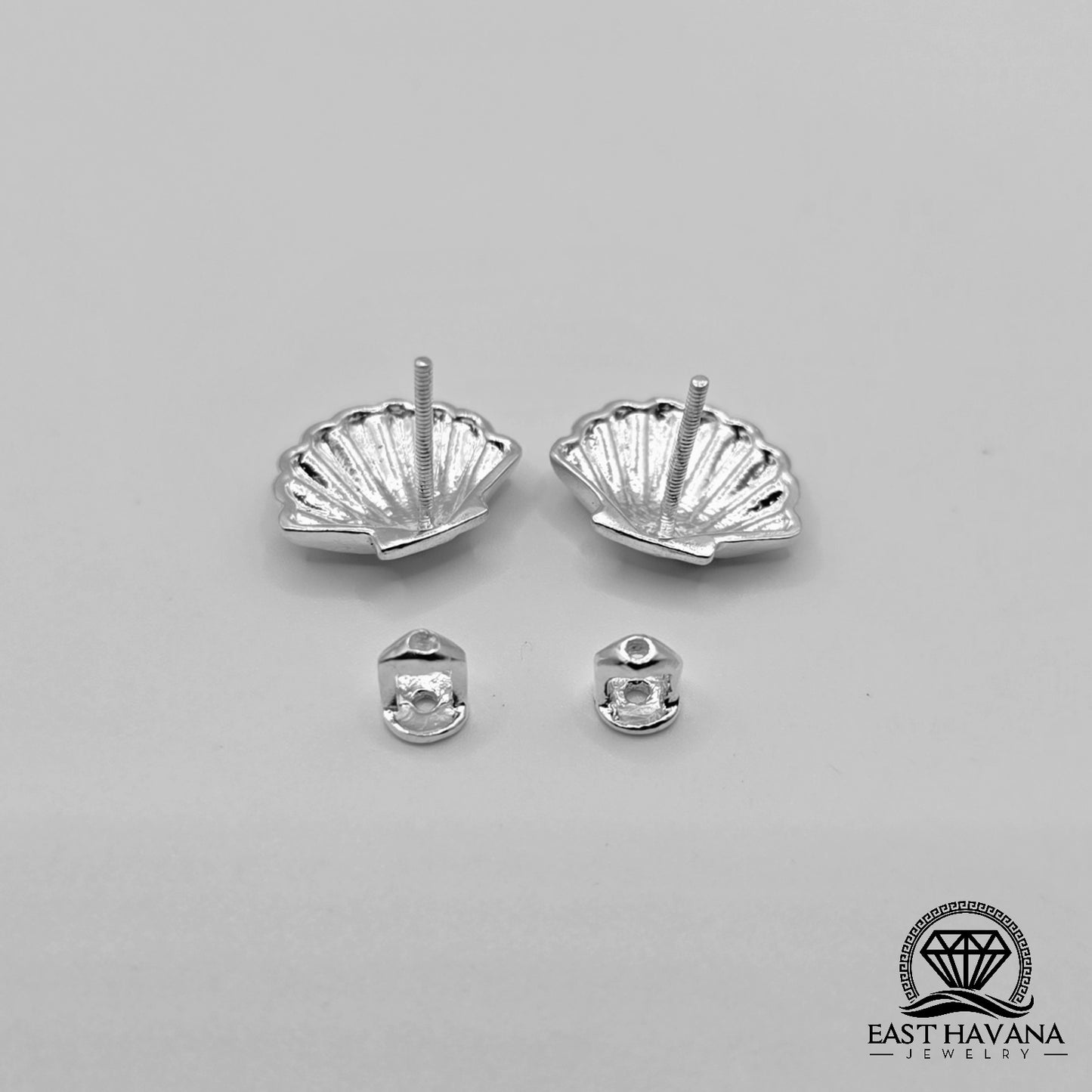 EARRINGS - Shell Pair [left & right] with screw-on backs .950 Silver
