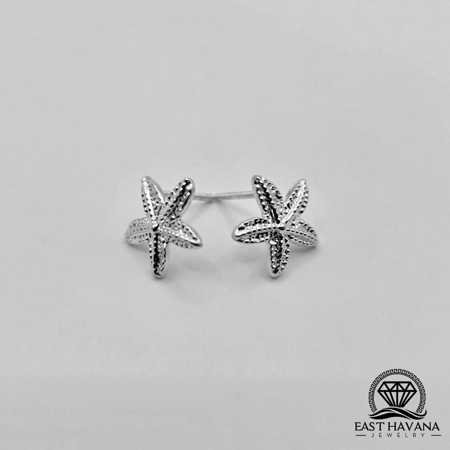EARRINGS - Starfish Pair [left & right] with screw-on backs .950 Silver