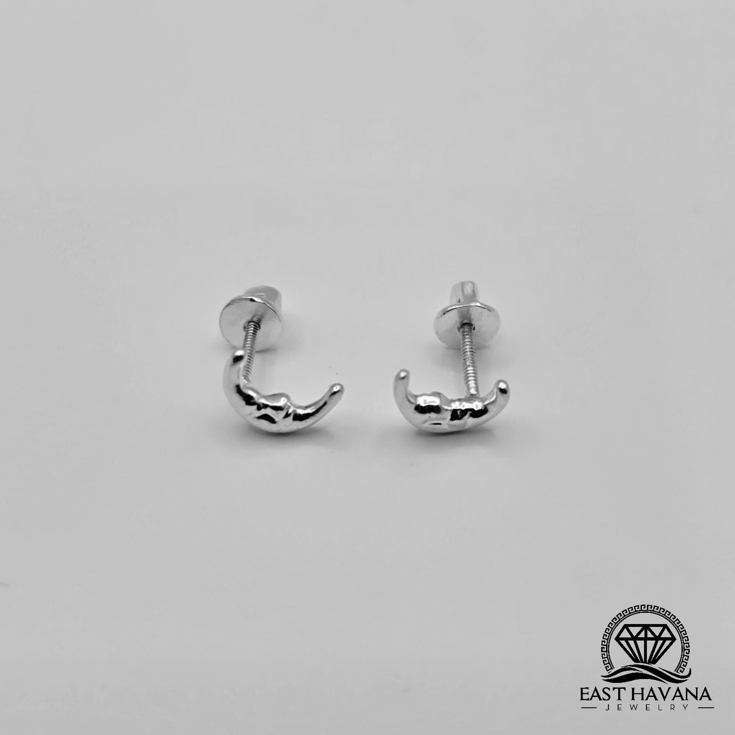 EARRINGS - Moon Pair [left & right] with screw-on backs .950 Silver
