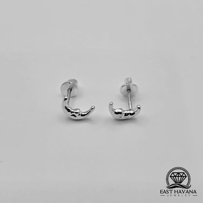 EARRINGS - Moon Pair [left & right] with screw-on backs .950 Silver
