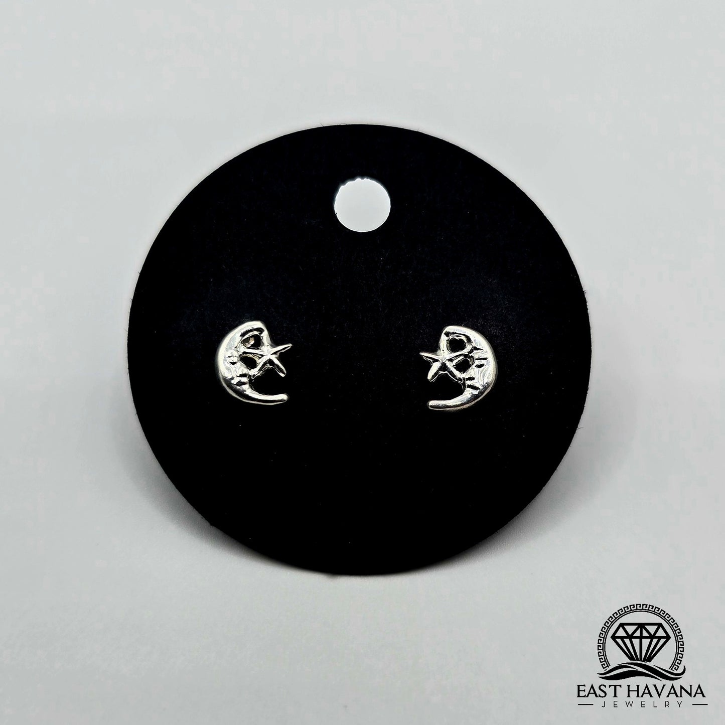 EARRINGS - Moon Star Pair [left & right] with screw-on backs .950 Silver