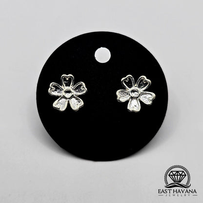 EARRINGS - Flower Pair [left & right] with screw-on backs .950 Silver