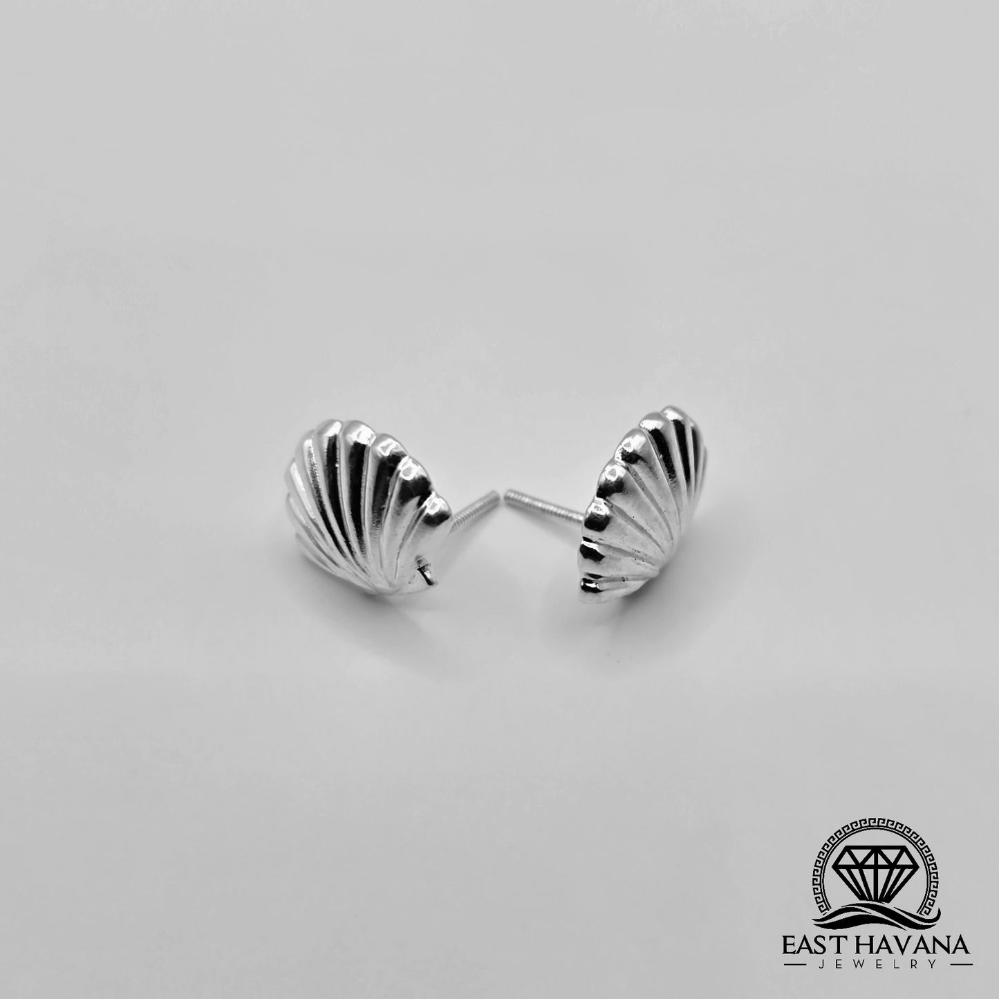 EARRINGS - Shell Pair [left & right] with screw-on backs .950 Silver