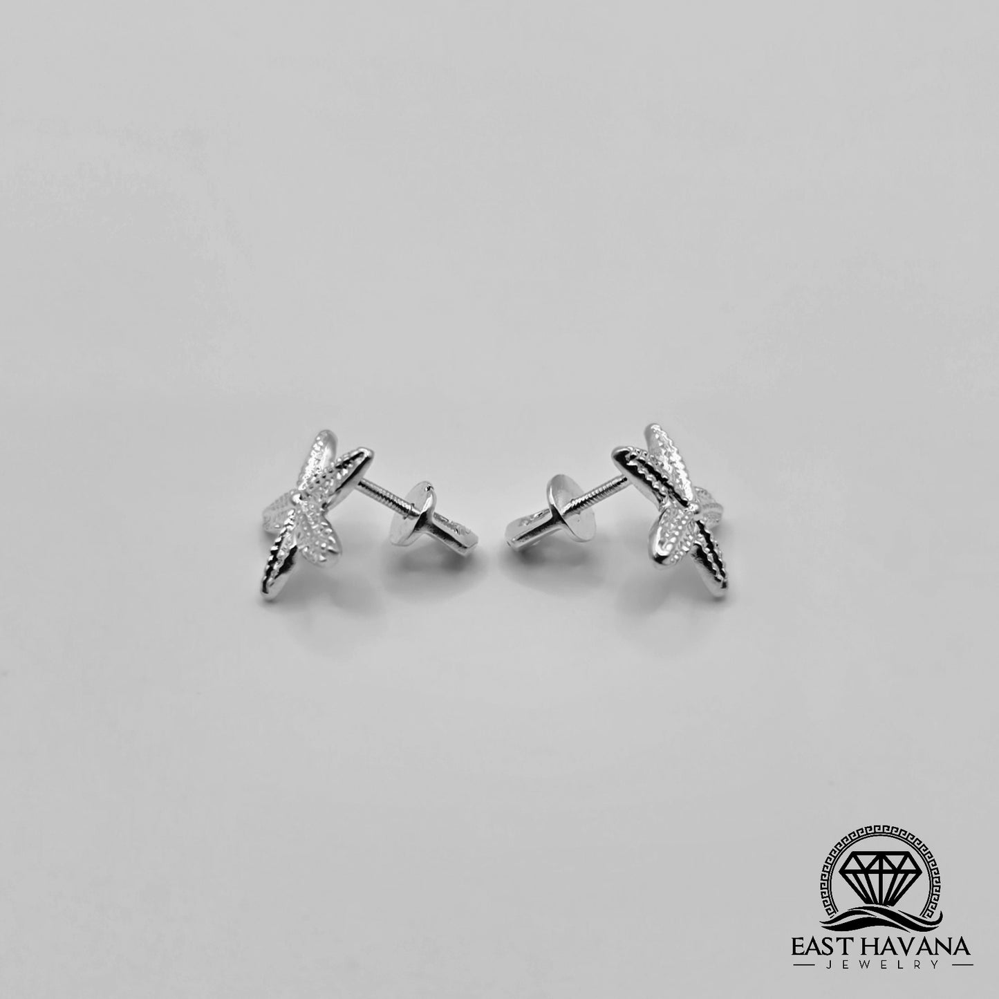 EARRINGS - Starfish Pair [left & right] with screw-on backs .950 Silver