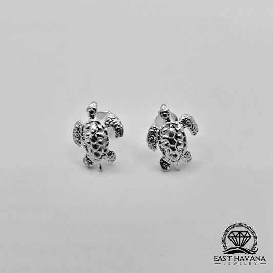 EARRINGS - Turtle Pair [left & right] with screw-on backs .950 Silver
