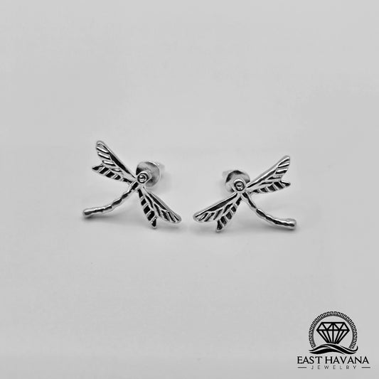 EARRINGS - Dragonfly Pair [left & right] with screw-on backs .950 Silver