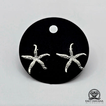 EARRINGS - Starfish Pair [left & right] with screw-on backs .950 Silver