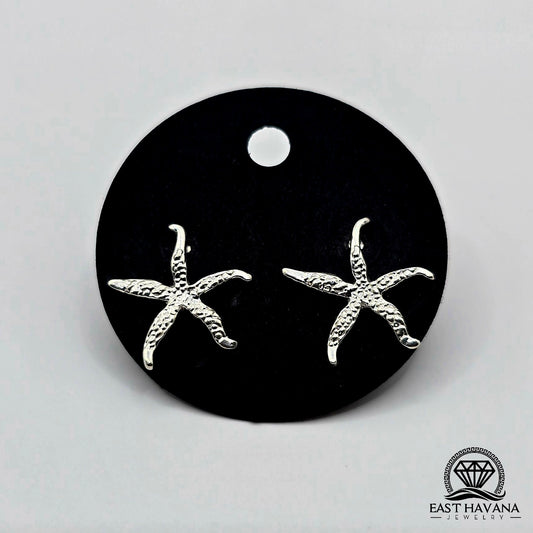 EARRINGS - Starfish Pair [left & right] with screw-on backs .950 Silver