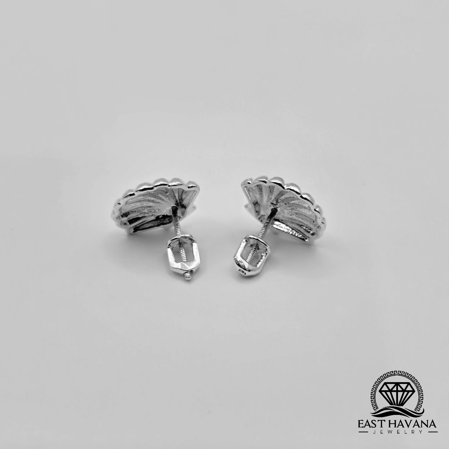 EARRINGS - Shell Pair [left & right] with screw-on backs .950 Silver