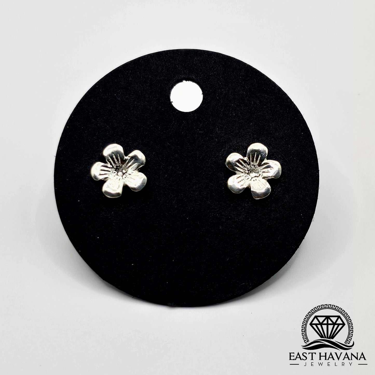 EARRINGS - Flower Pair [left & right] with Flower screw-on backs .950 Silver