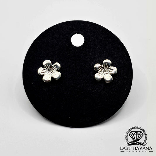 EARRINGS - Flower Pair [left & right] with Flower screw-on backs .950 Silver