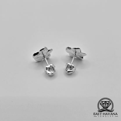 EARRINGS - Flower Pair [left & right] with Flower screw-on backs .950 Silver