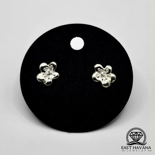 EARRINGS - Flower Pair [left & right] with Flower screw-on backs .950 Silver