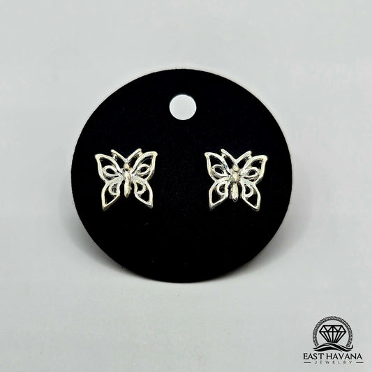 EARRINGS - Butterfly Pair [left & right] with screw-on backs .950 Silver