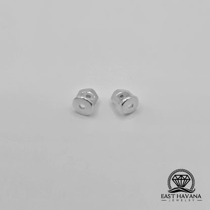 EARRINGS - Planet Saturn Pair [left & right] with screw-on backs .950 Silver