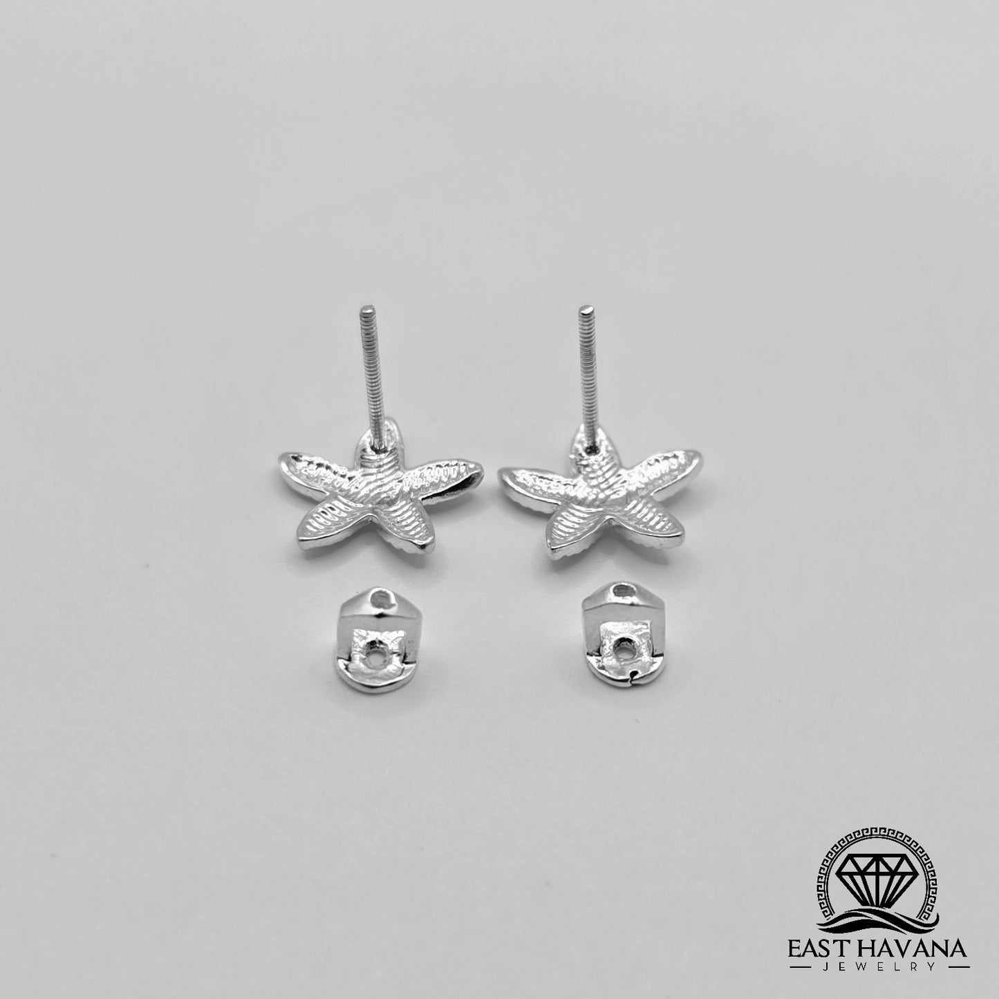 EARRINGS - Starfish Pair [left & right] with screw-on backs .950 Silver