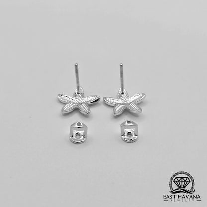 EARRINGS - Starfish Pair [left & right] with screw-on backs .950 Silver