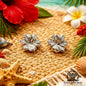 EARRINGS - Hibiscus Flower Pair [left & right] with Flower screw-on backs .950 Silver