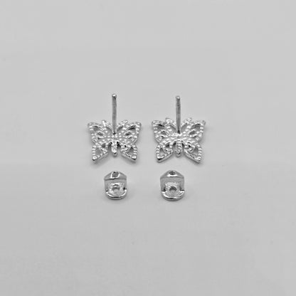 EARRINGS - Butterfly Pair [left & right] with screw-on backs .950 Silver
