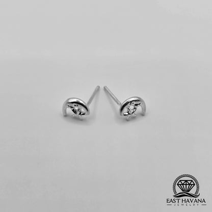 EARRINGS - Moon Star Pair [left & right] with screw-on backs .950 Silver