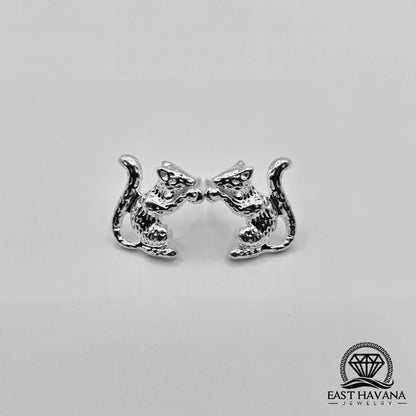 EARRINGS - Squirrel Pair [left & right] with screw-on backs .950 Silver