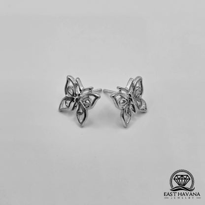 EARRINGS - Butterfly Pair [left & right] with screw-on backs .950 Silver