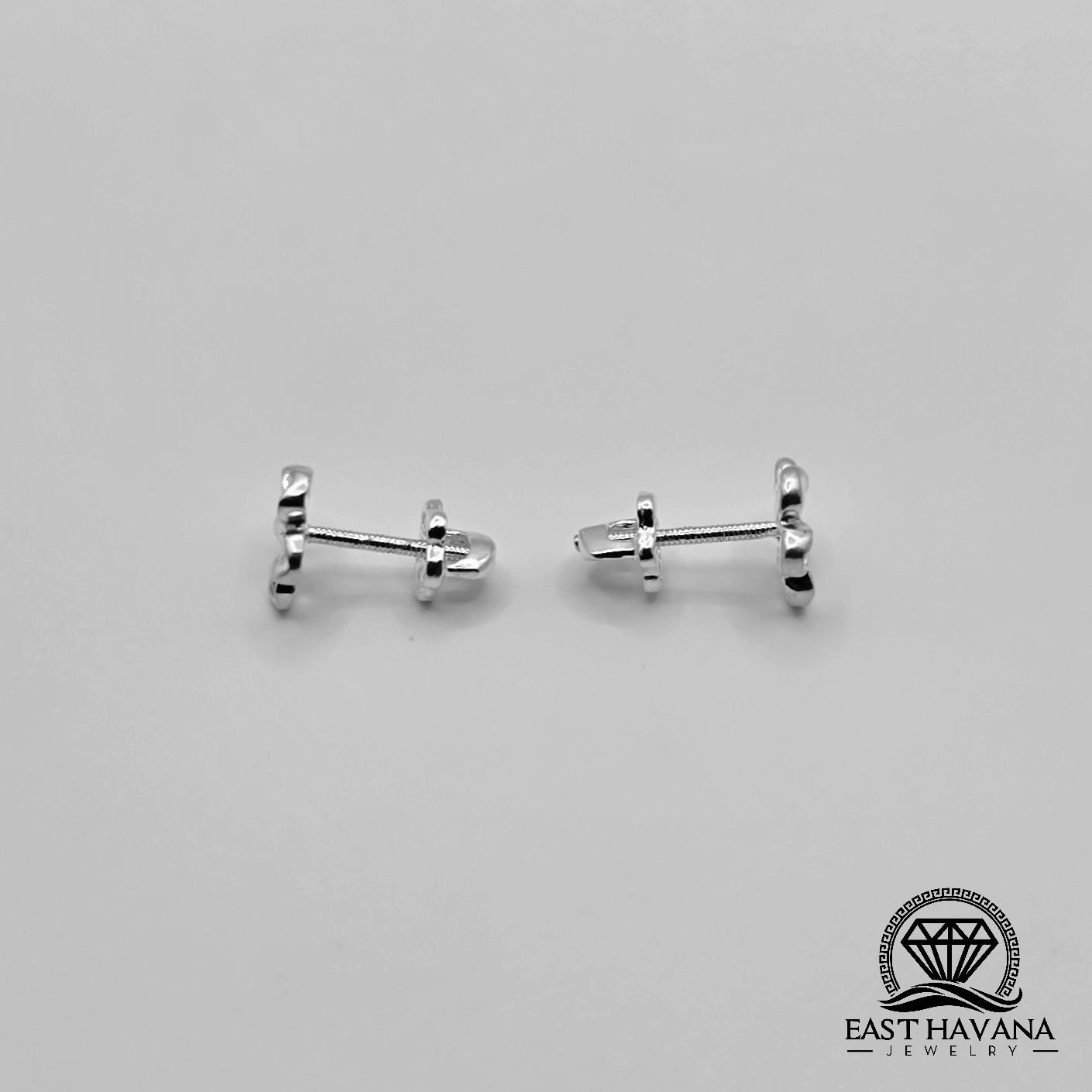 EARRINGS - Flower Pair [left & right] with Flower screw-on backs .950 Silver