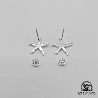 EARRINGS - Starfish Pair [left & right] with screw-on backs .950 Silver