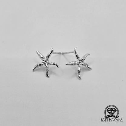 EARRINGS - Starfish Pair [left & right] with screw-on backs .950 Silver