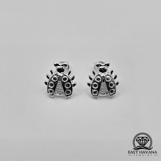 EARRINGS - Ladybug Pair [left & right] with screw-on backs .950 Silver