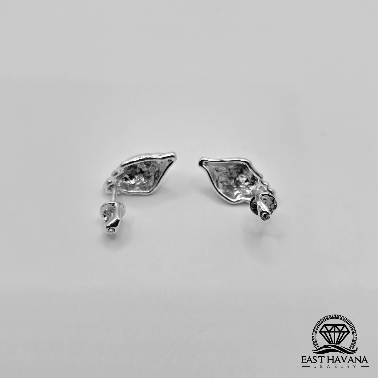 EARRINGS - Shell Pair [left & right] with screw-on backs .950 Silver