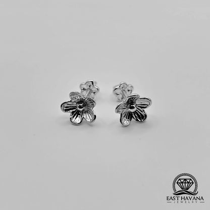 EARRINGS - Flower Pair [left & right] with Flower screw-on backs .950 Silver