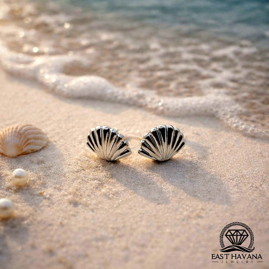 EARRINGS - Shell Pair [left & right] with screw-on backs .950 Silver