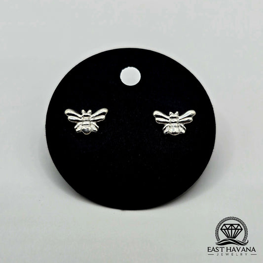 EARRINGS - Tiny Bee Pair [left & right] with screw-on backs .950 Silver