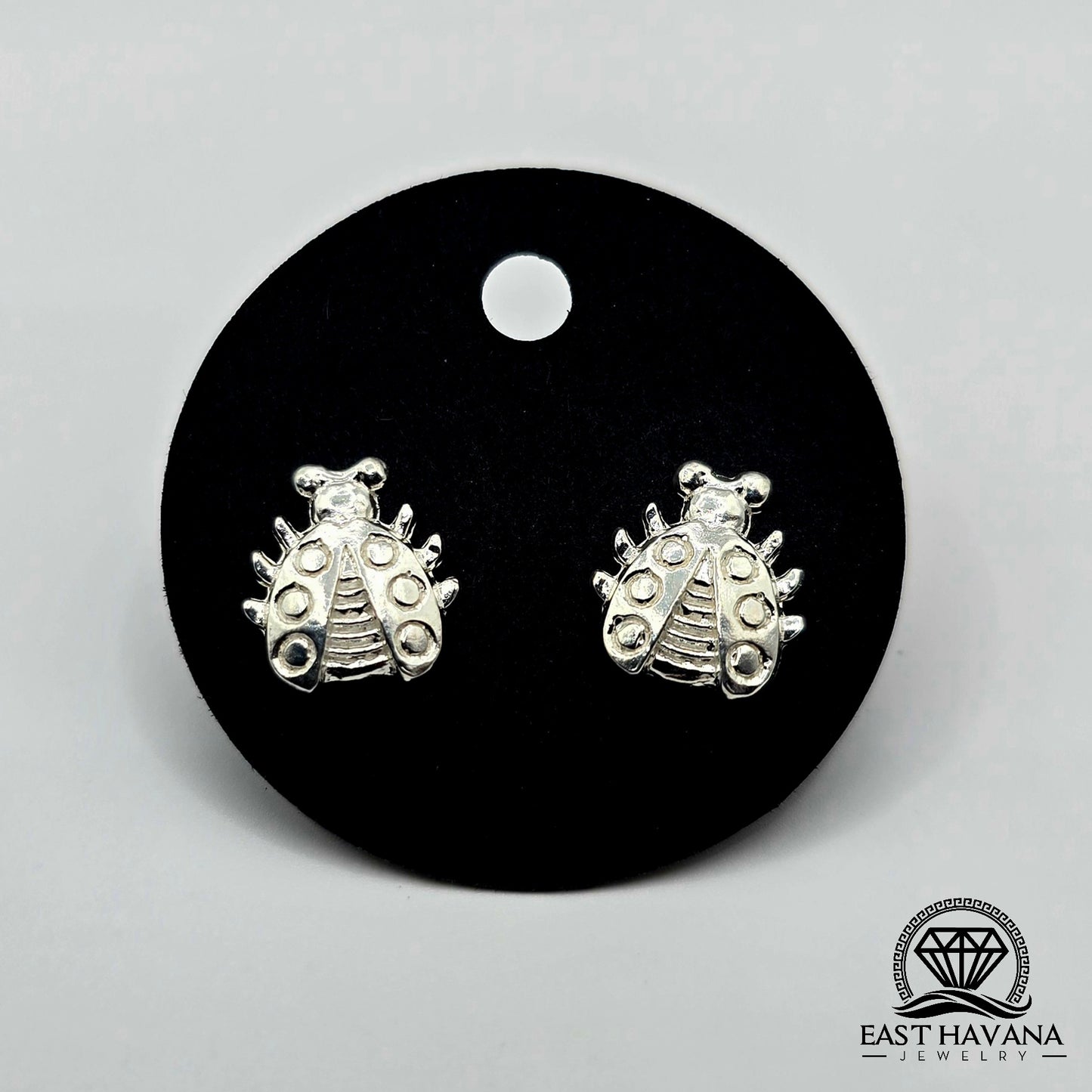 EARRINGS - Ladybug Pair [left & right] with screw-on backs .950 Silver