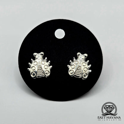 EARRINGS - Ladybug Pair [left & right] with screw-on backs .950 Silver