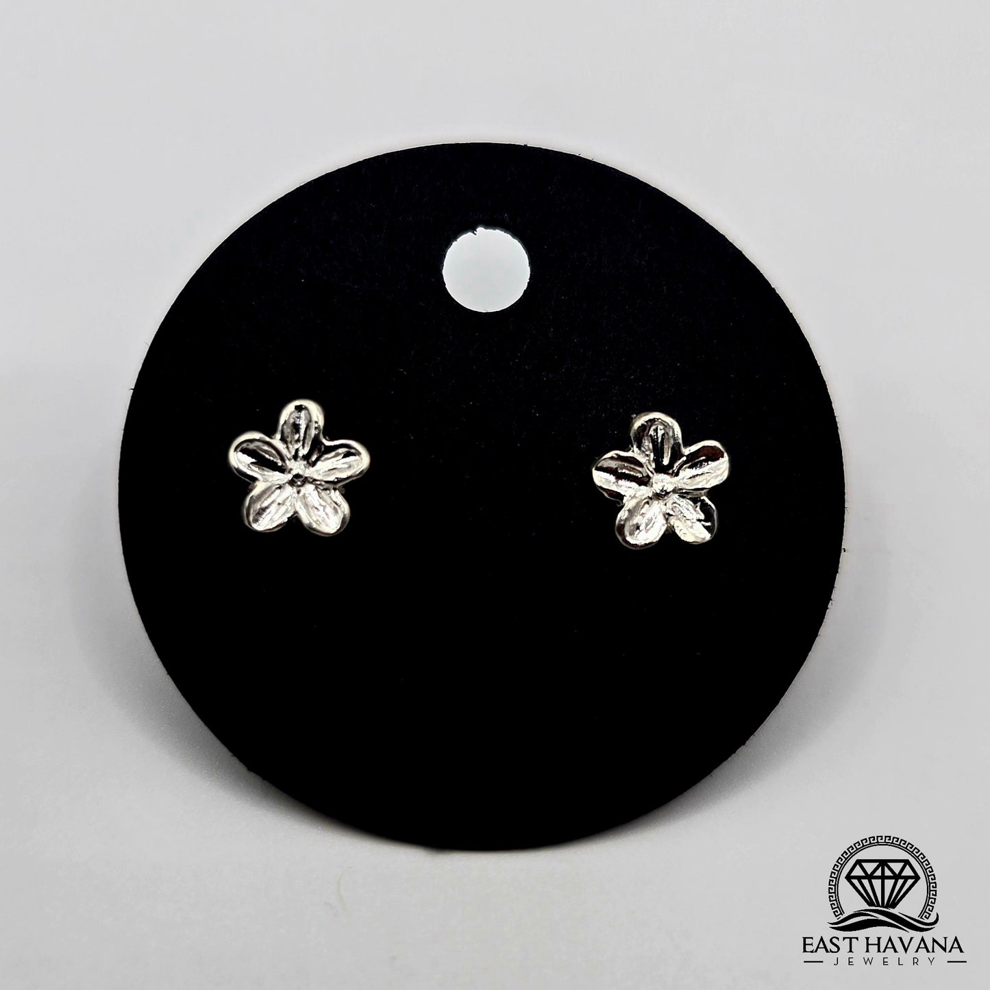 EARRINGS - Flower Pair [left & right] with Flower screw-on backs .950 Silver