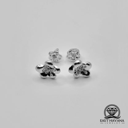 EARRINGS - Flower Pair [left & right] with Flower screw-on backs .950 Silver