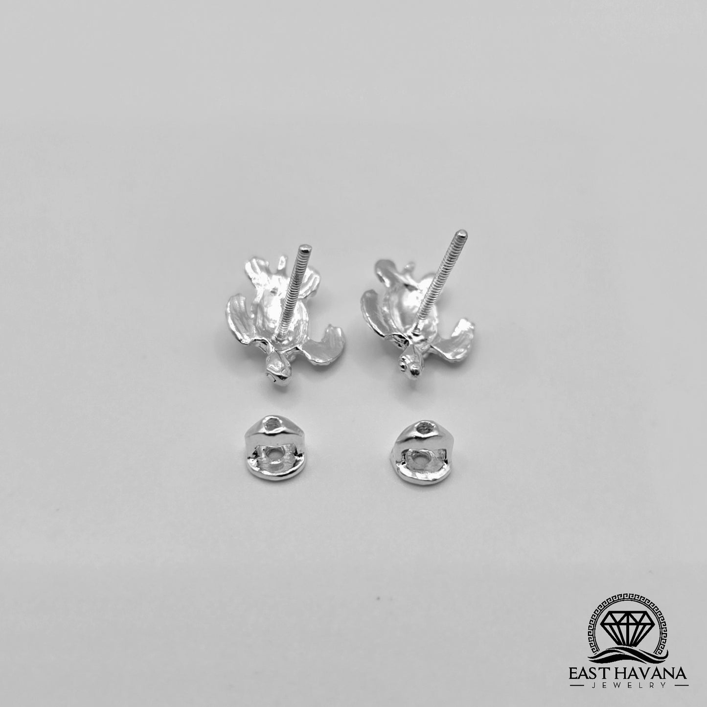 EARRINGS - Turtle Pair [left & right] with screw-on backs .950 Silver