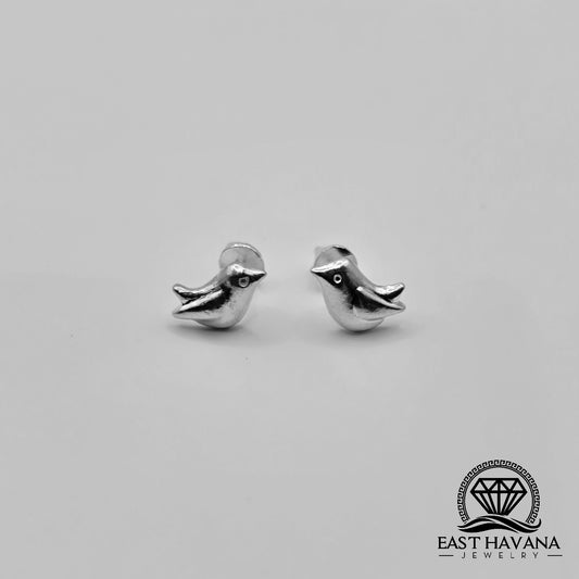 EARRINGS - Dove Pair [left & right] with screw-on backs .950 Silver