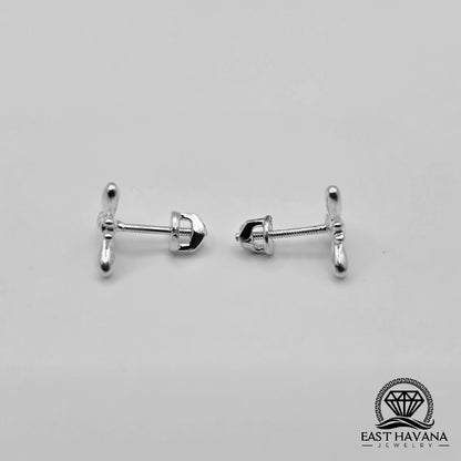 EARRINGS - Tiny Bee Pair [left & right] with screw-on backs .950 Silver