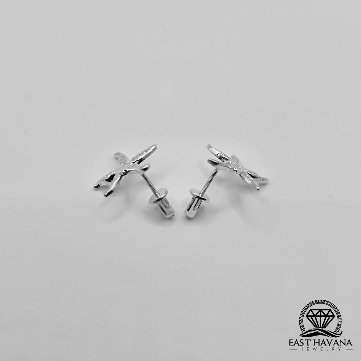 EARRINGS - Starfish Pair [left & right] with screw-on backs .950 Silver