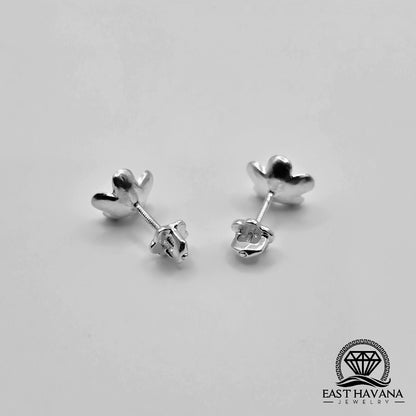 EARRINGS - Flower Pair [left & right] with Flower screw-on backs .950 Silver