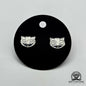 EARRINGS - Cat Face Pair [left & right] with screw-on backs .950 Silver