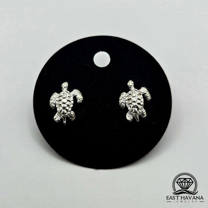 EARRINGS - Turtle Pair [left & right] with screw-on backs .950 Silver