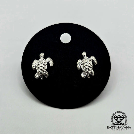 EARRINGS - Turtle Pair [left & right] with screw-on backs .950 Silver