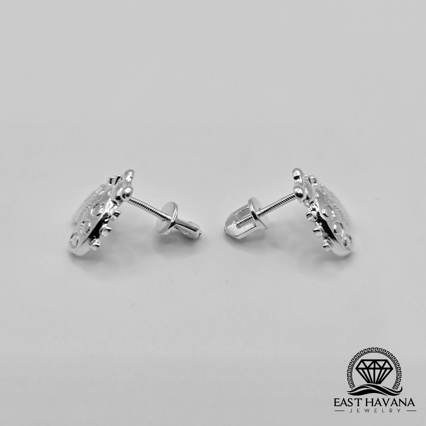 EARRINGS - Ladybug Pair [left & right] with screw-on backs .950 Silver