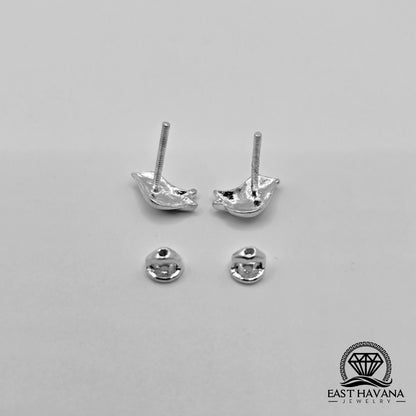 EARRINGS - Dove Pair [left & right] with screw-on backs .950 Silver