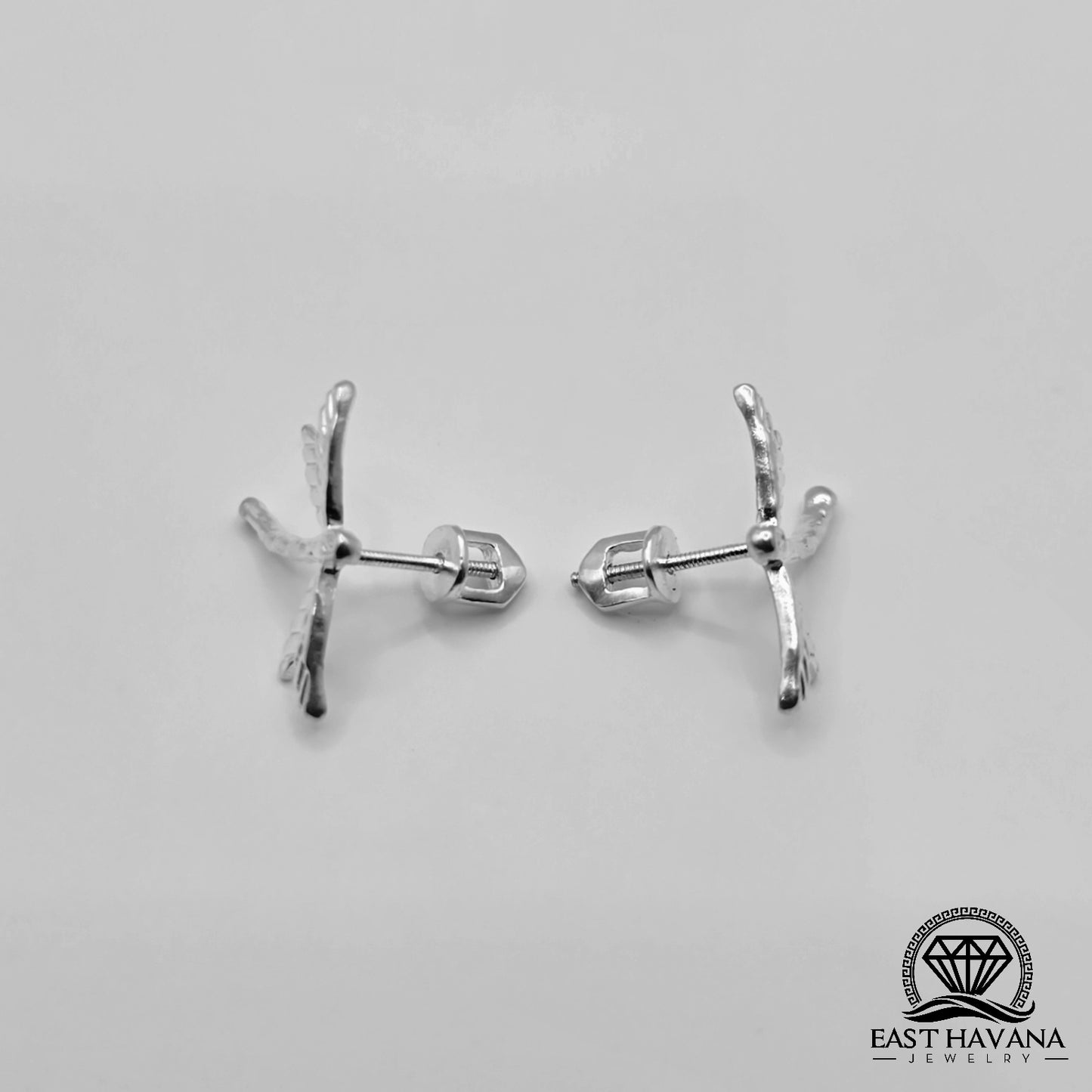 EARRINGS - Dragonfly Pair [left & right] with screw-on backs .950 Silver